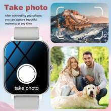 全新全触控高清时尚智能手表，具备无线通话功能（拨号、接听）、海量表盘、运动监测、消息通知、多应用提醒，兼容安卓和iOS手机，是送给男士和女士的完美礼物。