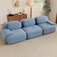 81.8"/117.3"/152.7" Modular Sectional Sofa, Corduroy Boneless Sofa With Deep Seat And Button Tufted Cushions, Comfy Cloud Sectional Loveseat Couches For Living Room Bedroom, No Assembly - 藍色 - 查看 16