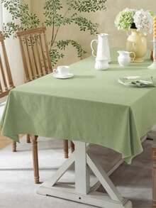 1pc Refreshing Pastoral Solid Color Tablecloth, Skin-Friendly Absorbent Washable & Reusable, Suitable For Living Room, Dining Room, Picnic, Wedding, Daily Home Decor, Spring/Summer