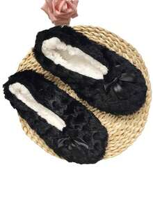 Women's Thick Non-Slip Warm Soft Bottom Indoor Floor Leg Warmers, Suitable For Early Childhood Education, Yoga, With Bowknot, Autumn/Winter