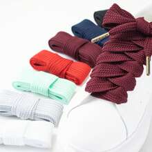 1 Pair Solid Color Wide Single Layer Shoelaces 2.5cm + Metal Tip Shoe Laces Apparel Accessories