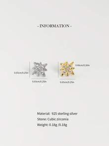 1pc S925 Sterling Silver Gold Mini Zirconia Eight-Pointed Star Nose Stud/Ear Stud/Lip Stud - Gold-Plated Hypoallergenic - Small And Exquisite Men's And Women's Unisex Facial Piercing Jewelry - Sterling Silver Jewelry - Fashionable And Personalized Hip-Hop - Suitable For Daily Wear