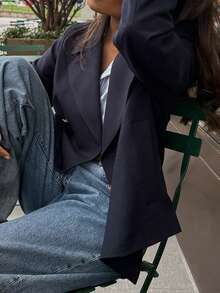 Live To Mo 女士冬季服装长袖风衣优雅别致商务休闲女装 - 藏青色 - 查看 10