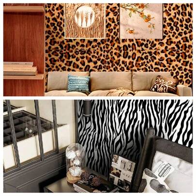1 Roll Self-Adhesive Zebra Print Wallpaper, Removable PVC Sticker, Modern Style, Suitable For Living Room Bedroom Accent Wall Decor, Wall Decal, Furniture Cabinet Desk Top Cover, Simple DIY Wallpaper, Size: 17.7in X 196.8in / 118.1in X 39.3in