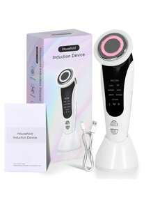 7-In-1 USB-Powered Face And Neck Massager With LCD Modes (Cleaning/Care/Massage), Portable Light Beige Beauty Device, Boosts Collagen And Tightens Pores - A Home And Travel Beauty Tool, An Ideal Gift For Women And Girls, Exquisite Design, Reliable Performance, A Must-Have For Self-Care