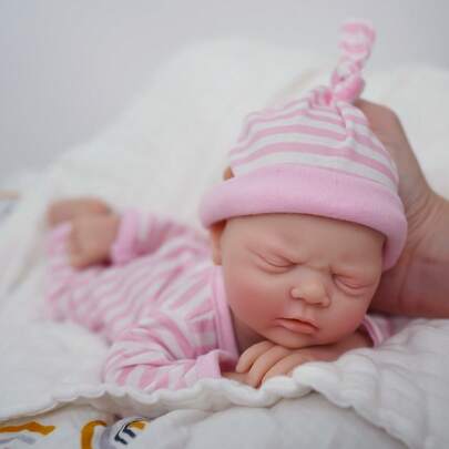 12Inch Realistic Reborn Girl Doll - Soft Touch Bathable With Expressive Frowny Face & Closed Eyes, Lifelike Light Beige Texture, Outfit & Feeding Accessories (Nursing Bottle & Pacifier) - Perfect Gift For Christmas, Halloween, Birthdays -