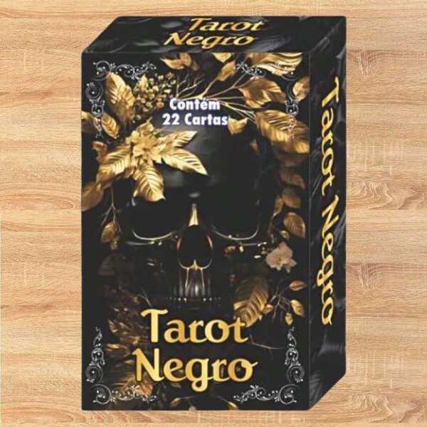Tarot Negro com Manual Livreto Baralho com 22 Cartas