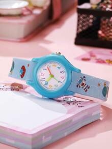 1 pieza Reloj de cuarzo compacto, minimalista y lindo con diseño de astronauta de moda, adecuado para adolescentes y estudiantes, regalo de Halloween, regalo de cumpleaños