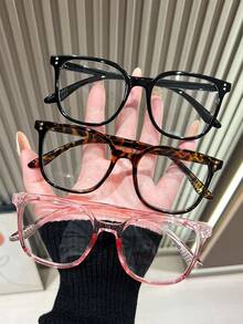 1/3 Pairs Square Full-Frame Non-Prescription Computer Glasses, Fashion Accessory, Suitable For Daily Wear, Parties And Streetwear - Multicolor - View 7
