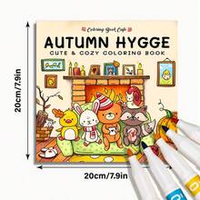 1 pezzo Libro da colorare Autunno Hygge, 20cm*20cm, 24 pagine, copertina morbida, ottima scelta per alleviare lo stress e godere della mente e del corpo, interazione genitore-figlio/colorazione immersiva, regalo di Natale e Ognissanti - Pezzo unico - Visualizzare 7