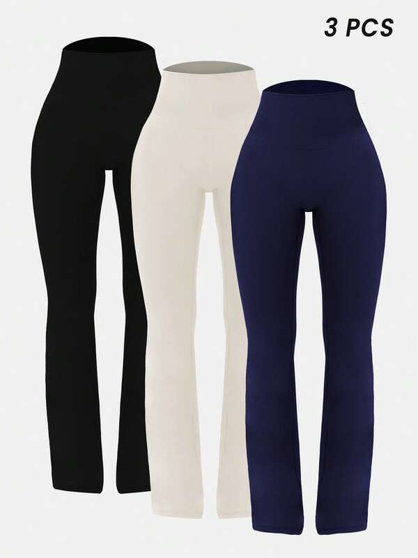 Sodalemon 女士三件套瑜伽健身套装，纯色提臀休闲运动紧身裤套装，春季款