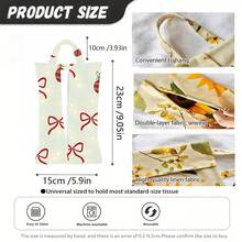 1 pieza/2 piezas/4 piezas Soporte para toallas de papel con estampado de elementos navideños - Bolsa de almacenamiento de toallas de papel de tela de poliéster rectangular, regalo de Navidad, decoración navideña, con cuerda colgante, adecuado para sala de estar, dormitorio, baño y automóvil, accesorio de decoración del hogar de moda, patrón elegante, estructura duradera, almacenamiento funcional