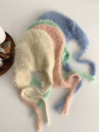 1pc Soft Faux Fur Lined Knitted Earflap Hat, Warm Winter Aviator Hat With Cozy Fuzzy Lining, Autumn/Winter Versatile Earmuff Hat