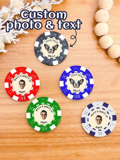 1pc/5pcs/10pcs/20pcs Customized Personalized Poker Chips, Wedding Casino Poker Chips, Can Print Your Own Image/Text/Logo, Couple Anniversary Gift, Poker Player Gift, Wedding Poker Chips, Unique Birthday Gift, Customized Poker Chip Tokens, Fun Game Night Accessories, Bachelor Party Supplies, Wedding Favors, Anniversary Gift, Christmas Gift
