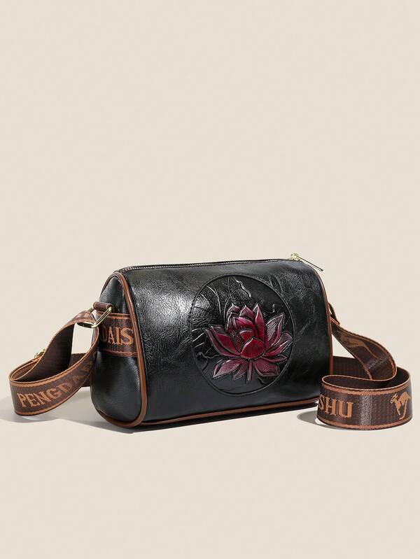 حقيبة كتف/متقاطعة ذات حزام عريض عالية الجودة بتصميم فريد للنساء بطراز عتيق