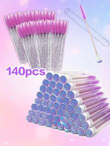 Waloshow Purple 210pcs Wholesale Price Super Brush Kit Eyelash Extension Supplies Kit Disposable Lash Brushes Micro Swab Brush Mascara Wand Lip Brushes 70/140/210pcs - 紫色 - 查看 7