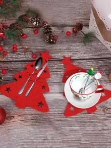 1/6/12-Piece Felt Mini Christmas Trees & Christmas Tree-Patterned Knife Sets – Ideal For Fork/Spoon Pouches, Christmas Decorative Knife Sleeves, Utensil Holders, Placemats & Napkins, Perfect For Home & Party Dining Kitchen Decoration