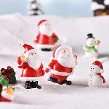 إكسسوارات ديكور سانتا وتمثال الثلج، هدايا عيد الميلاد، زخارف صغيرة من الراتنج لمناظر طبيعية صغيرة