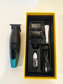 Kemei KM-1817 新款电动理发器 0mm 间隙雕刻理发器 专业理发造型理发器 黑色陶瓷 T 型刀片男士理发器 沙龙设计师使用或家用理发礼物