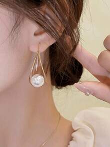 Oversized Teardrop Faux Pearl Earrings - Elegant Exaggerated Drop Dangle Earrings For Women, Lightweight Statement Jewelry For Daily Wear & Office