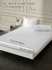 2/3pcs Fitted Sheet Set, Bedding Set, Satin Bed Sheets Set, Solid Color Skin-Friendly Bed Cover Set, Room Decor, Soft And Comfortable Bedding For Bedroom, Breathable And Glossy, Mother's Day Gift, Elegant And Firm, Mother's Day Decoration, Mattress Protector For Bedroom Decor, School Bedding Dorm Essentials, 1 Bed Sheet With 1/2 Pillowcases, Deep Pocket, For Single/Twin/Full/King/Queen Bed Sizes, Machine Washable, Meticulous Festival Gifts - 彩色 - 查看 26