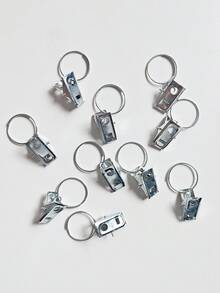 10 Peças Clipes de Cortina de Aço Inoxidável com Argolas de Gancho, Clipes de Cortina de Chuveiro na Cor Prata, Mini Clipes de Gancho, Argolas Decorativas de Metal à Prova de Ferrugem, Clipes de Cortina para Cortinas de Porta e Cortinas de Chuveiro, Clipes de Cortina para Decoração Doméstica Pendurar Cortinas, Laços e Fotos