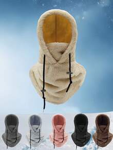 1pc/2pcs Solid Color Fleece Warm Balaclava, Comfortable Breathable Windproof Face Mask For Autumn/Winter - Multicolor - View 7