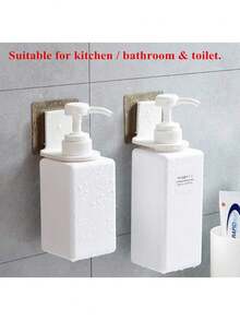 4pcs/2pcs No Drill Bathroom Shower Gel Holder, Shower Gel Bottle Rack Hanger Bracket, Bathroom Wall Suction Cup Shampoo Hooks, Random Style, Christmas/Valentine's Day Bathroom Accessories