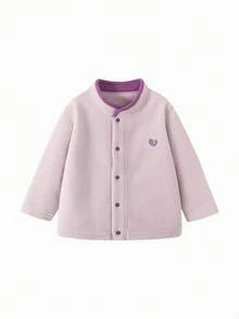 mini bala Baby Mädchen Farbblock Fleecejacke Anti-Statisch Weich Warm Stickerei Gemütlich Oberteil