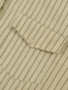 ii Early Autumn Corduroy Texture Casual Striped Long Sleeve Shirt