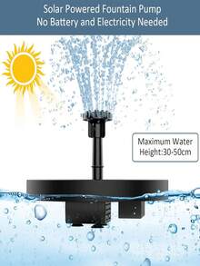 1 pieza Bomba de fuente solar, bomba de fuente de baño de pájaros con flor de loto, con 6 boquillas, bomba de fuente solar para baño de pájaros, jardín, estanque, piscina, decoración de jardín