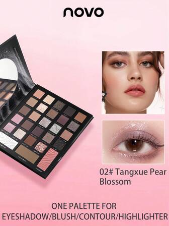NOVO Paleta de sombras de ojos multifuncional de 27 colores, contorno mate y brillante, rubor y iluminador, paleta de sombras de ojos esencial diaria para maquillistas