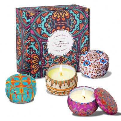 Scented Candle Set, Soy Wax Candles, Fragrance Candle Gift Box, Essential Oil Home Candles, Suitable For Women, Ideal For Relaxation, Bathing, Yoga, Christmas, Thanksgiving, Birthday, Mother's Day, Valentine's Day And Other Occasions