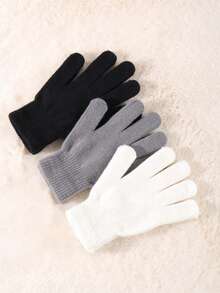 1/2 双冬季魔法手套黑色针织手套保暖弹力手套适合角色扮演服装寒冷天气 - 彩色 - 查看 5