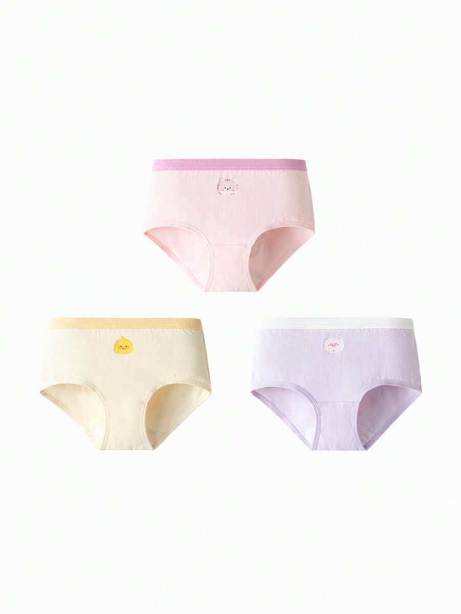 Balabala Girls Cotton Underwear 3 Packs Triangle Briefs No Wedgie - Purple Hue - View 1