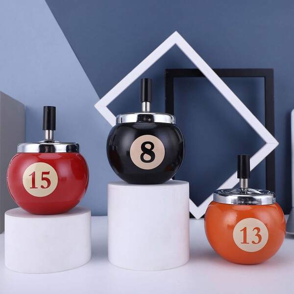 Metal Press Ashtray, Classic Ball Design Metal Ashtray And Holder, Large Capacity Ash Trays For Collection And Cleaning (1 PC)