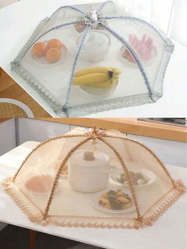1 pieza Cubierta de alimentos plegable y lavable a prueba de moscas y mosquitos para la cocina, cubierta de alimentos en forma de cúpula plegable, cubierta de plato de comida a prueba de polvo, moscas y mosquitos para cocina/restaurante, con forma de paraguas - a prueba de polvo, anti-suciedad, repelente de moscas y mosquitos, plegable, ahorra espacio, fácil de limpiar, para uso en interiores y exteriores