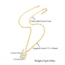 1pc Classic Pave Zirconia Block Initial Pendant Golden Stainless Steel Lip Chain Necklaces For Women - Golden Square Letters - View 2