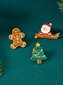 Bộ 3 món quà Giáng sinh hình ông già Noel hoạt hình, ghim cài áo huy hiệu phụ kiện trang trí cho quần áo, túi xách, khăn quàng cổ, phù hợp làm trang sức cho phụ nữ, trang phục hàng ngày và ngày lễ - Nhiều màu - Xem 2