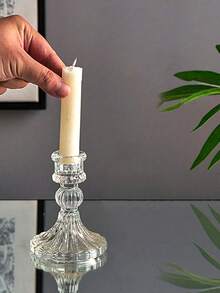 1pc/2pcs Conical Glass Candle Holder, Fits 0.8" Candles, 4" High Glass Decorative Stand, Center Piece Decor For Dining Table, Wedding, Restaurant, Party - Multicolor - View 6