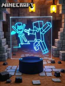 Minecraft Memorial Edition Collectible Series Minecraft Colorful Tone USB Combat Style Square Board, Rechargeable, Suitable For Bedroom Decoration And Relaxation Ornaments, Perfect For Sleep/Christmas And Birthday Gifts, Decorations For Computer Rooms For Teenagers And Adults, Theme Parties.