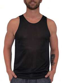 DRY FIT TANK TOP/BASIC T-SHIRT/WORKOUT T-SHIRT/GYM T-SHIRT - Black - View 2