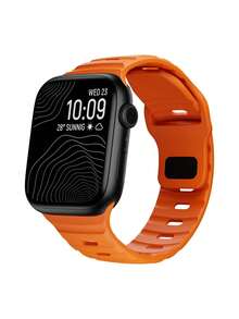 1pc Orange Apple Watch Band, Outdoor Sports Climbing Fitness Yoga Waterproof Sweat-Resistant Ultra-Thin Soft 3D Embossed Texture Silicone Band Compatible With Apple Watch Ultra 3/2/1 SE S9/8/7/6/5/4/3/2/1 Series, 38/40/41mm, 42/44/45/46/49mm, Unisex Gift - Orange - View 11