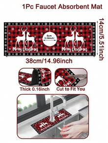 1 件 14*38 厘米圣诞厨房硅藻土垫，带圣诞老人、雪人、侏儒、雪花和麋鹿图案，圣诞装饰水龙头吸水垫，浴室水龙头防溅垫，防潮防滑水龙头垫，厨房台面配件，2025 年家居圣诞装饰礼物 - 彩色 - 查看 16
