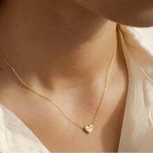 1pc Customized Engraved Heart Pendant Necklace, Special Date Necklace, Personalized Love Pendant, Engraved Love Necklace, Name And Date Jewelry Gift - Gold - View 5