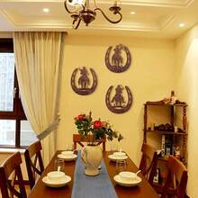 3 Pcs Cowboy Horseshoe Metal Wall Decoration, Western Country Style, Suitable For Hanging Decoration In Bedrooms, Living Rooms, And Bathrooms, Suitable For Indoor And Outdoor Country Home Decoration
