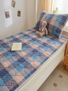 1 Set Quilted Mattress Protector + Beautiful Non-Woven Fabric Packaging, Suitable For Thin Mattress, Soft, Breathable, Comfortable, Checked Design, Solid Color (Pillow Case Not Included) - Easy To Clean, Machine Washable, Suitable For Dormitories, Hotels, Hospitals, Nursing Homes, Household Use,