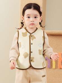 mini bala 2-25 Autumn New Arrival Baby Girls' Reversible Sherpa Jacket, Thick Soft Warm & Comfortable - Brown Tone - View 2
