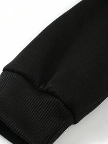 Conjunto casual de 2 piezas para mujeres, sudadera con capucha de manga larga con estampado de letras y pantalones a juego, 100% poliéster, tejido de punto para primavera/otoño, corte holgado con bolsillos, Diseño de Filadelfia, EE. UU. - Negro - Ver 5