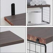 三层浴室壁挂式置物架，带金属篮 - 现代悬浮式木质置物架，适用于马桶上方收纳，节省空间，多层设计，浴室悬浮置物架，洗漱用品收纳，简约设计，光滑表面，悬浮式置物架 - 彩色 - 查看 6